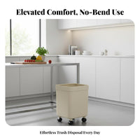 High Leg Trash Can No-Bend Design Trash Can with Wheels Large Capacity Elevated Waste Receptacle with Wheels for Seniors, Living Room, Bedroom, Garage