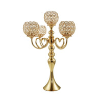 Candelabra with Crystal Beads Tall Candelabra Centerpiece Lustrous Candle Holder with Five Heads for Event Decorators, Party Backdrops