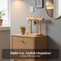Solid Wood Entryway Key Holder Multi-Functional Key Rack with Tray Elegant Design for Office