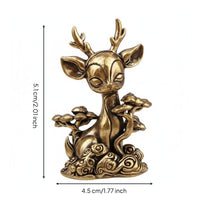 Brass Deer Statue Antique Style Tea Pet Deer Ornament Artisanal Appearance Home Decor for Desktop