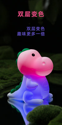 恐龙硅胶灯卡通儿童充电礼品调光拍拍灯可爱解压双重变色氛围夜灯