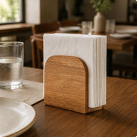Wooden Napkin Holder Rectangular Upright Tissue Organizer Easy to Grab