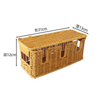 Rattan-Look Desk Organizer Box for Cables and Power Strips
