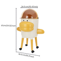 Lidded Trash Bin Wheeled Rolling Wastebasket Mobile for Nursery, Kids