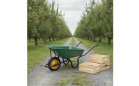 Single-Wheel Wheelbarrow with Metal Frame Deep-Tray Wheelbarrow Easy Maneuverability Hand Cart Heavy-Duty for Gardeners, Farmers, Garden, Yard, Orchard