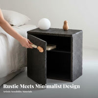 Sculptural Bedside Cabinet Hammered Finish Bedside Storage Cabinet Nordic Design
