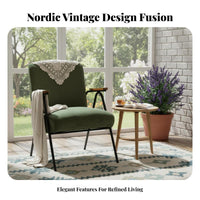 Nordic Design Upholstered Armchair with Wood Frame Retro aesthetic Accent Chair Light Luxury Lounge Seating Thickly Padded padding for Guesthouse Owners, Interior Designers, Living Room, Balcony, perusing corner, Bedroom