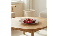 Striped Plate with Fluted Stripes Round Fruit Plate Shallow Dish Silver for Dining Table