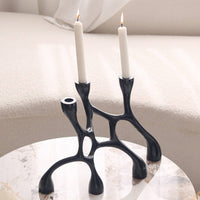 Modern Three-Arm Candelabra Glossy Sculptural Candelabra Abstract Three-Arm Candle Holder Tabletop for Art Collectors, Minimalists, Dining Table, Entryway, Study