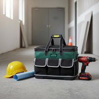 Canvas Tool Trolley Large Capacity Rolling Tool Bag Wear-Resistant for Electricians, DIY Enthusiasts, Home Repair, Construction Site