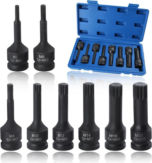 8pc 1/2 Hex Torx Pneumatic Impact Driver Bit Set