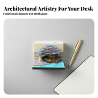 3D Memo Pad Creative Gift 3D Building Model Notepad Pen Holder Tear-Away Paper Sculpture Notepad for Students, Adults, Desk, Study Room, Souvenir Shop
