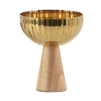 Fruit Bowl with Wooden Base Easy to Clean Ice Cream Dessert Bowl with Pedestal Base Decorative for Hosts, Kitchen Counter