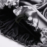 Satin Sleep Bonnet for Large Adjustable Double Layer for Women, Reversible Cap with Edge