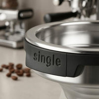 Rich Crema Stainless Steel Coffee Filter Basket Shiny Metal Single-Cup Filter Basket Black Rim Integrated Tab