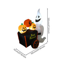Outdoor Inflatable Ghost with Pumpkin Cart Quick-Inflate Inflatable Ghost with Pumpkin Lighted Halloween Decoration with LEDs Self-Inflating for Lawn, Garden
