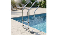 2-Step Pool Ladder Stainless Steel Pool Ladder with Handrails No-Tools for Homeowners, Above-Ground Pools