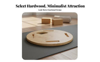 Natural Bamboo Wooden Toe Function Board Polished Finish Round Pilates Balance Board Portable Reversible Balance Disc Ergonomic for Dancers, Athletes, Home Gym, Office