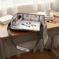 Rabbit-Themed Car Seat Activity Tray Adjustable Straps Kids Travel Tray Storage Pockets Travel Drawing Board Raised Side Walls