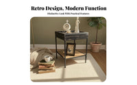 Sliding Top Storage Box Vintage Design Side Table Multi-Functional for Balcony