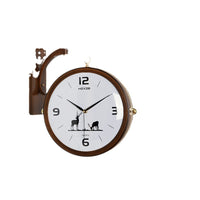 Nordic Double-Sided Wall Clock with Deer Head Design