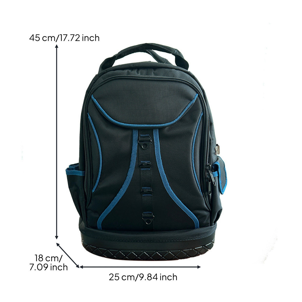 Tool Backpack with Base Ergonomic Tool Backpack with Molded Base Large Capacity for Electricians, Technicians