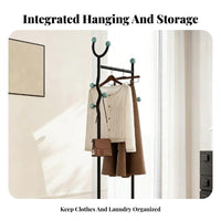 Coat Tree with Storage Basket Includes Laundry Hamper for Entryway, Students