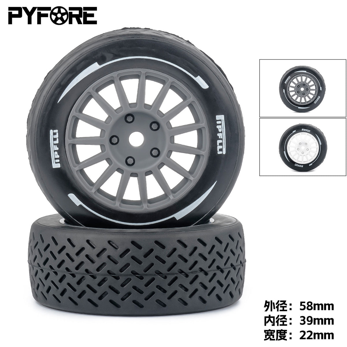 PYFORE 58mm Diameter 1/14 Racing Flat Tire Wear-resistant Tire for RC Car Upgrade Parts