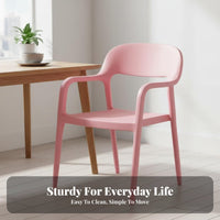 Thickened Construction Molded Stackable Chair Modern Minimalist Design Molded Shell Chair Integrated Armrests Plastic Armchair Ergonomic Backrest for Homeowners, Restaurant Owners, Event Planners, Dining Room, Kitchen, Home Office, Balcony