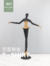 欧式简约创意芭蕾舞女郎金属铸铁人物摆件客厅玄关书房家居装饰品