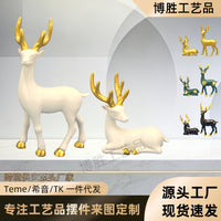 Gold Elk TV Cabinet Figurine Modern Luxury Home Decor Christmas Gift