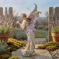 Winged Fairy Figurine Finish Standing Fairy Statue Moth-Like Appendages