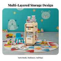 Mobile Backpack Rack Sturdy Construction Multi-Tier Rolling Organizer for Office