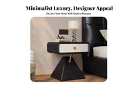 Rounded Single-Drawer End Table Creamy Creamy Finish Nightstand for Homeowners