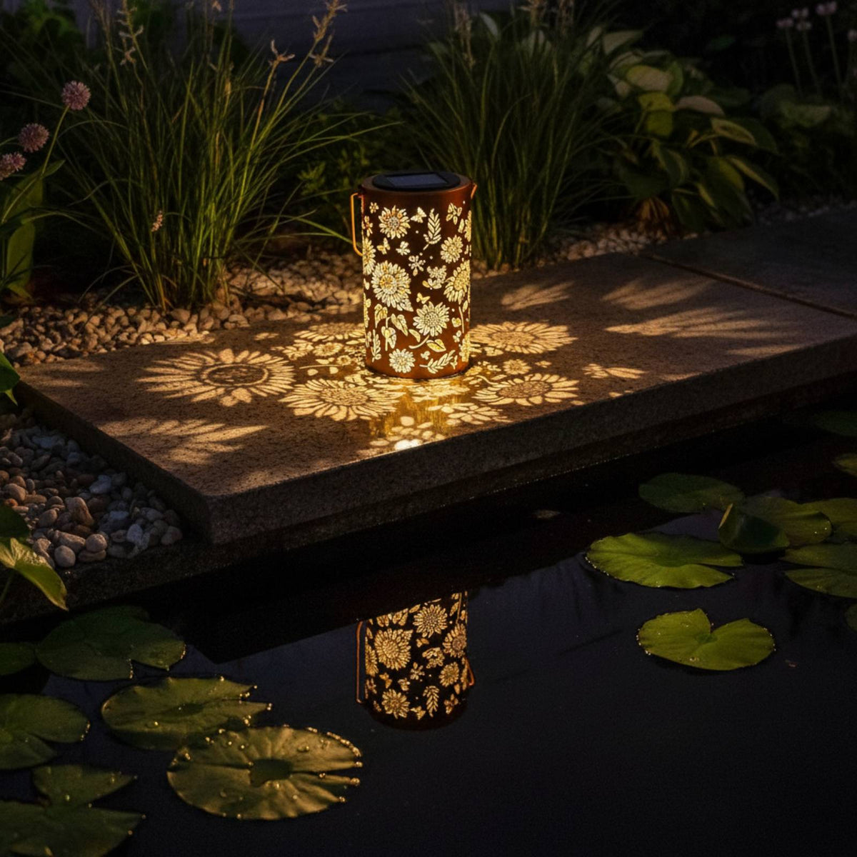 Floral Solar Lantern No Wiring Required Solar Garden Lantern Weatherproof