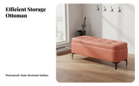 Modern Simple Design Bed End Storage Bench Solid Wood Frame End of Bed Bench Easy to Clean Upholstered Storage Ottoman Scratch Resistant for Families, Homeowners, Parents, Bedroom, Living Room, Hallway, Cloakroom