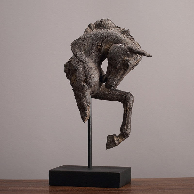American Style Antique General Horse Head Resin Ornament for Home Decor