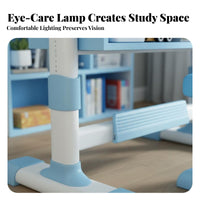 Adjustable Child's Study Desk with Hutch Set Ergonomic Children's Writing Table Student Workstation Chair Storage Bookstand Engineered Wood Steel Suitable for Children's Bedroom Study Room Homework