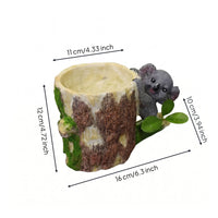 Koala Stump Decor Bark-Textured Tree Stump Ornament Cream Interior for Outdoor