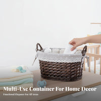 Round Woven all-purpose organizer Handmade Storage Basket Rustic Design for Desktop, Bedroom