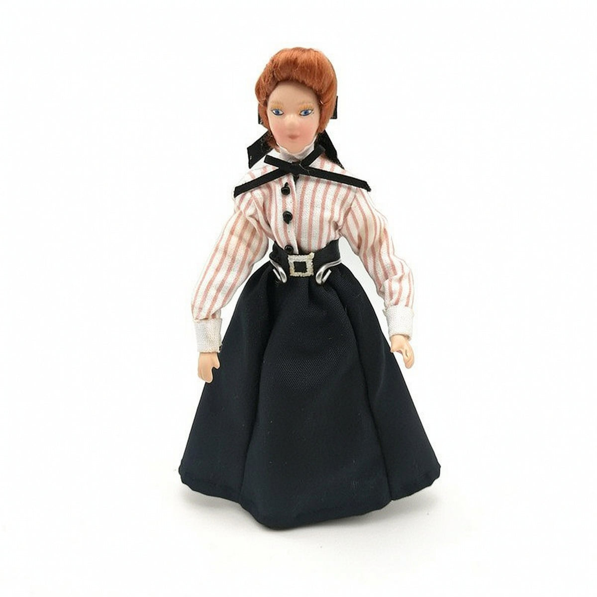 Vintage Style Ceramic Dollhouse Doll Cloth Porcelain Doll with Stand Posability Miniature Porcelain Lady Cute for Collectors