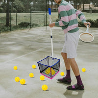 Portable Telescopic Ball Picker for Tennis and Pickleball with Storage Net