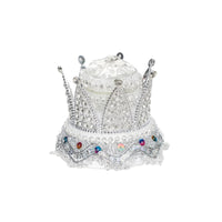 Faceted Crown Band Box Ornate Band Box with Clear Lid Compact Display Case with Clear Lid for Proposal, Wedding, Valentine's Day