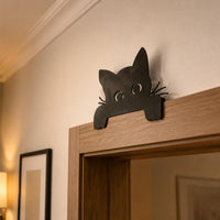 Metal Feline Door Topper Long-Lasting Black Feline Door Topper Adorable