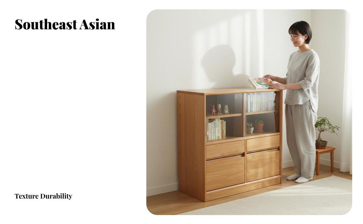 With Glass Doors Modular Wooden Display Unit Japanese Design Multi-Compartment Cabinet Sturdy Construction Bookcase Rounded Corners for Book Lovers, Design Enthusiasts, Living Room, Bedroom, Hallway, Kitchen