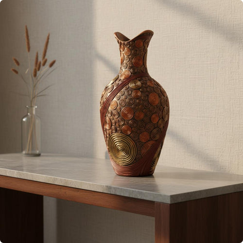 Sculptural Vase Raised Texture Home Decor Flared Neck for Flower Display