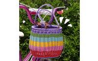 Wicker Bike Basket Rainbow Front Bike Basket for Young Children, Tricycles