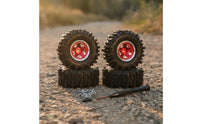 RC Car Wheel and Tire Assembly Aluminum Alloy RC Wheel with Rubber Tire Wear-Resistant for 1/30   SCX30
