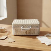 Wicker Gift Box Latch Closure Woven Carry Box Easy to Stow for Photography Prop