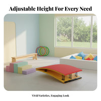 Easy to Disassemble Adjustable Pommel Horse Waterproof PU Cushion children's Jump Ing Buck Anti-Slip Feet Gymnastics Training Jump Reinforced Base for Preschoolers, Kindergarten, School, Home, Playground